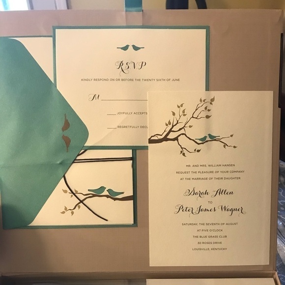 BRIDES LOVE BIRD pocket invitation print at home kit #30 DIY - Picture 4 of 5